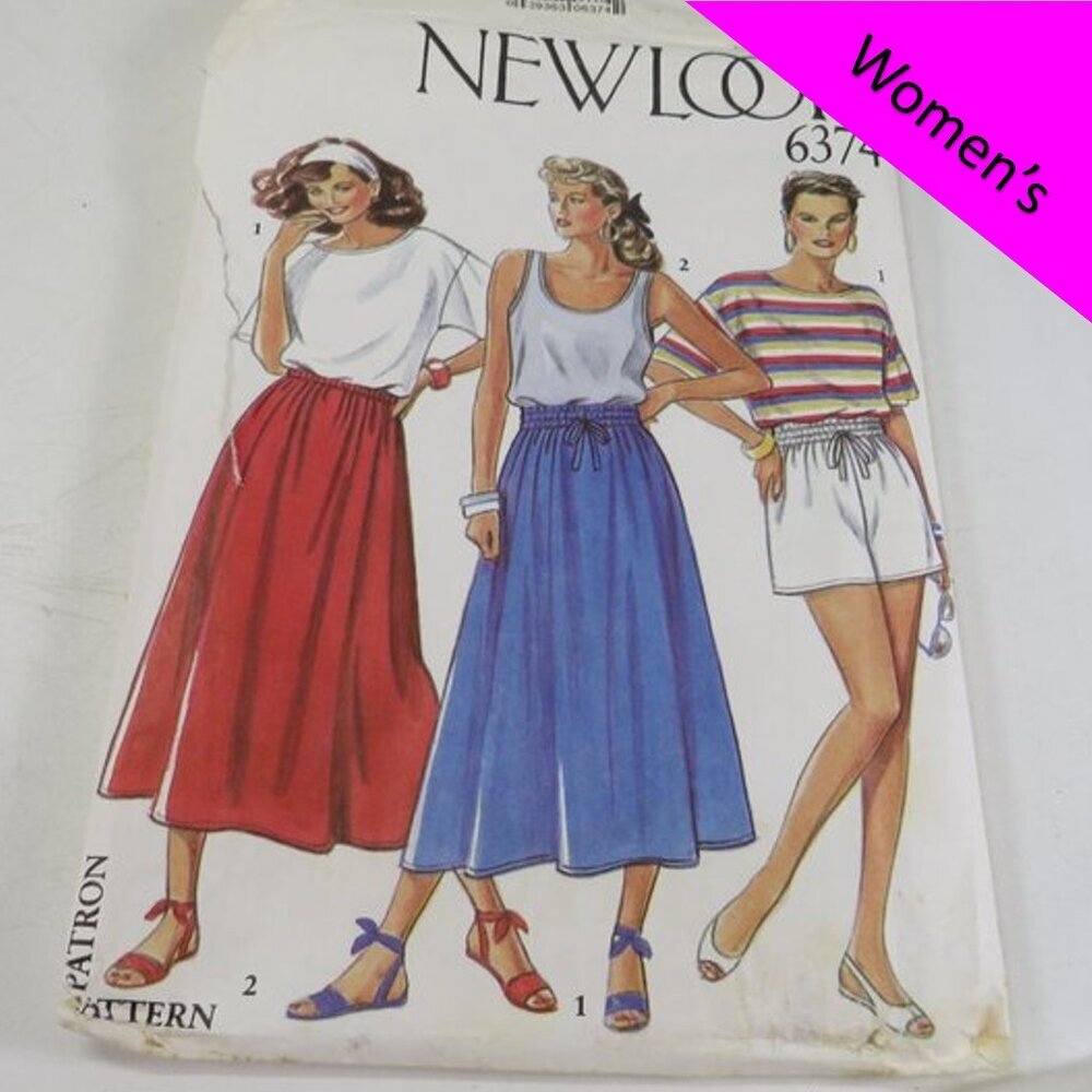 New Look 6374 sewing pattern Shirt, Sleeveless Shirt, Skirt, Shorts 8-18